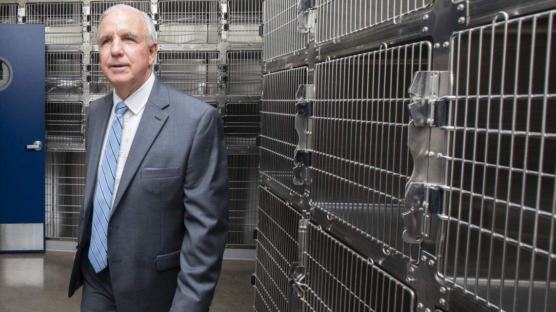 Miami-Dade Mayor Carlos Gimenez walks at The American Society for the Prevention of Cruelty to Animals hostes a opening celebration for the new ASPCA Community Veterinary Center in Liberty City, on Monday, Oct. 28, 2019.