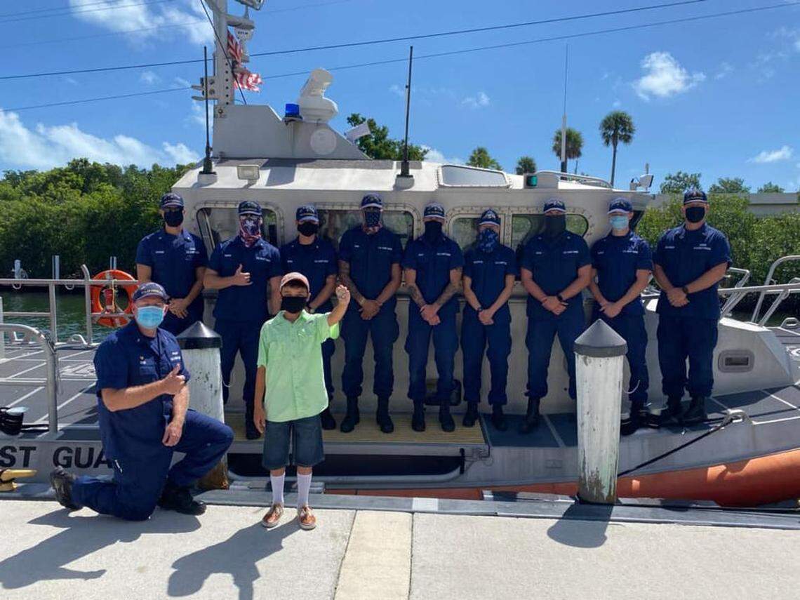 U.S. Coast Guard Islamorada commended 11-year old Avani Perez, of Hollywood, Florida, for his heroic actions in helping save his grandparents from the ocean on Oct. 8, 2020.