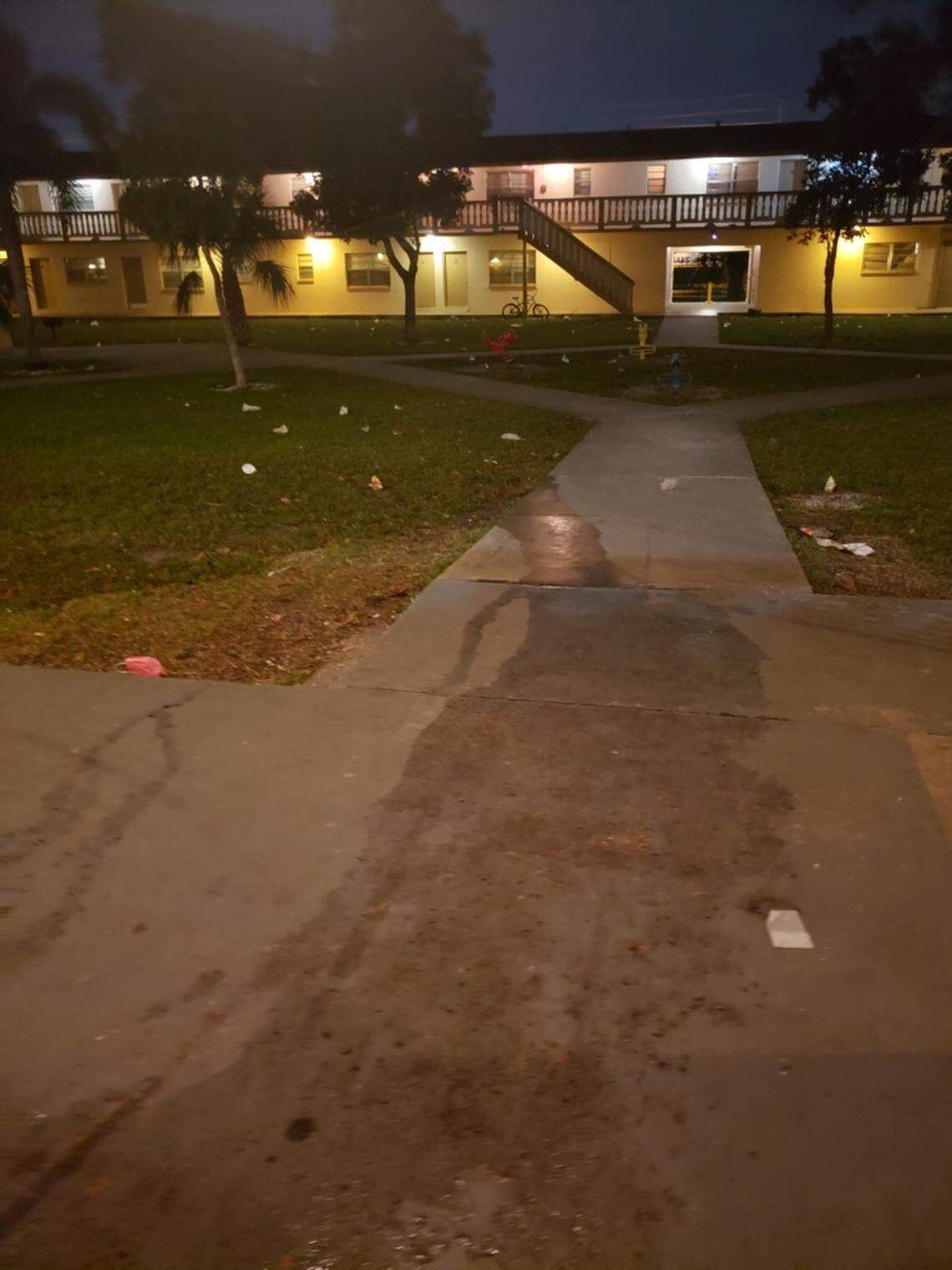 A plumbing issue at Cordoba Courts in Opa-locka last month caused sewage to back up into the courtyard and into residents’ bathtubs and toilets.