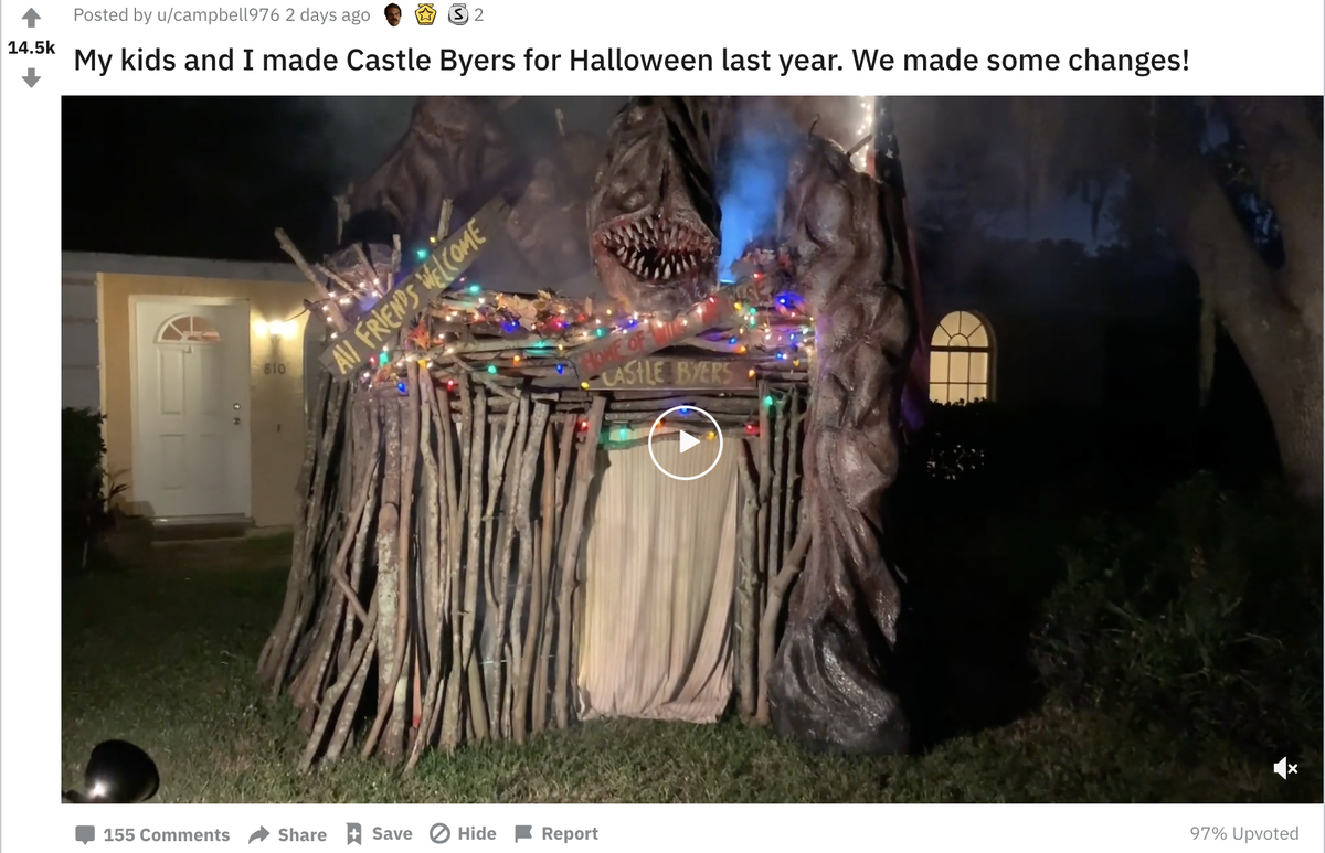 A Central Florida family without a doubt won Halloween with their recreation of Castle Byers from the Netflix series “Stranger Things.” Posted in the “Stranger Things” Reddit channel, the decoration features a Mind Flayer and a Demogorgon.