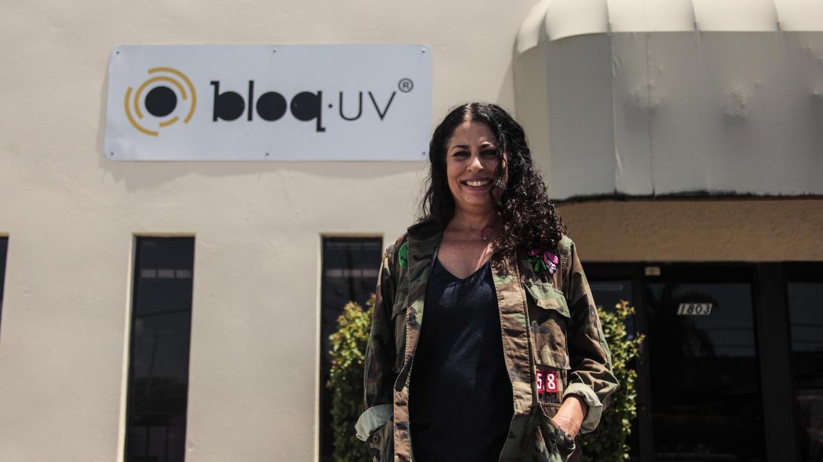 MIAMI, FL -- THURSDAY, JUNE 06, 2019-- Corina Biton, founder and president of BloqUV protective clothing line at the headquarters in Miami, Flo., June 6, 2019. (Maria Alejandra Cardona / For the Miami Herald)