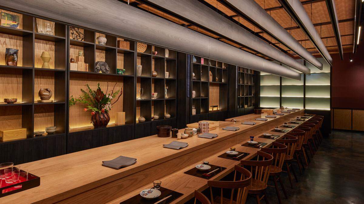 The bar at Ogawa, the new Japanese restaurant opening in Miami’s Little River neighborhood.