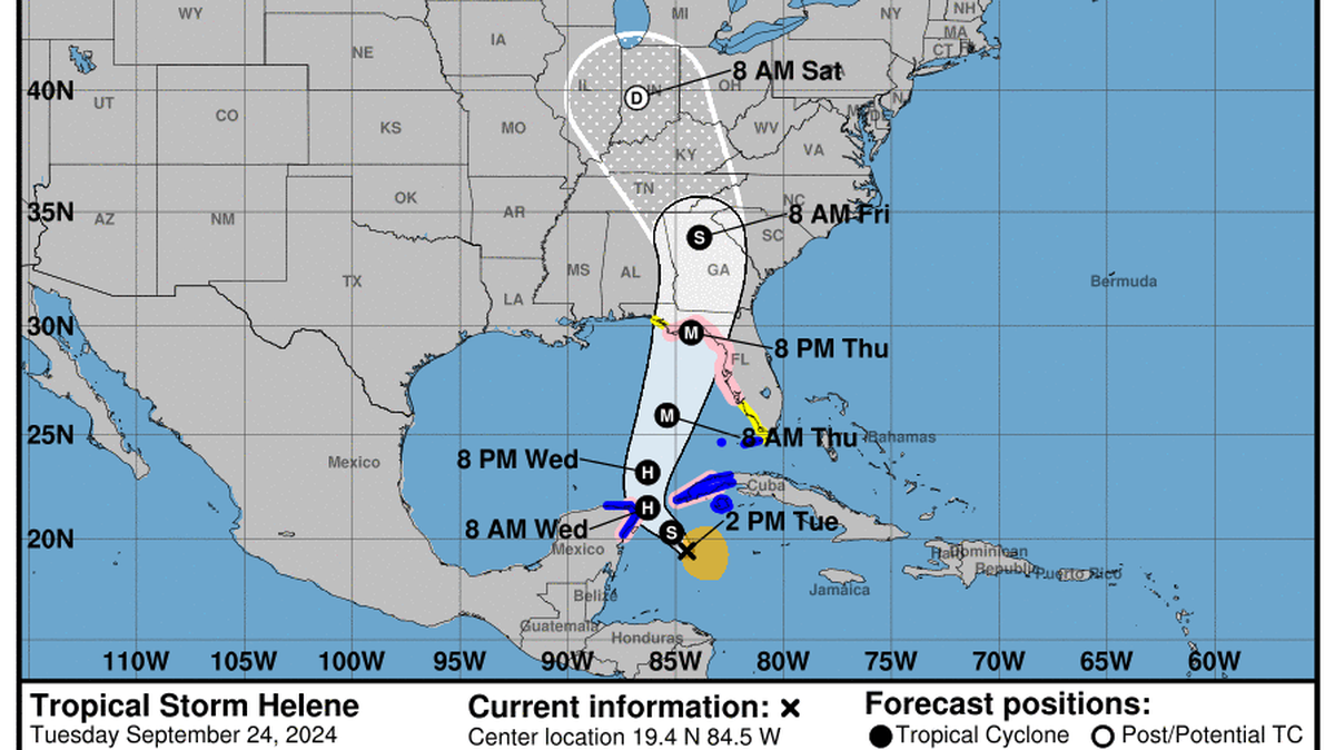 Tropical Storm Helene remains on track to strengthen into a Category 3 hurricane before it strikes Florida.