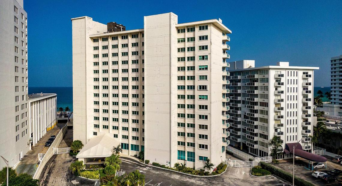 View of La Costa Condominium, located at 5333 Collins Ave, Miami Beach, on Wednesday, September 1, 2021, which has been vacated of all residents by the city because of structural and other problems; a developer has bought most of the units and plans to demolish it.