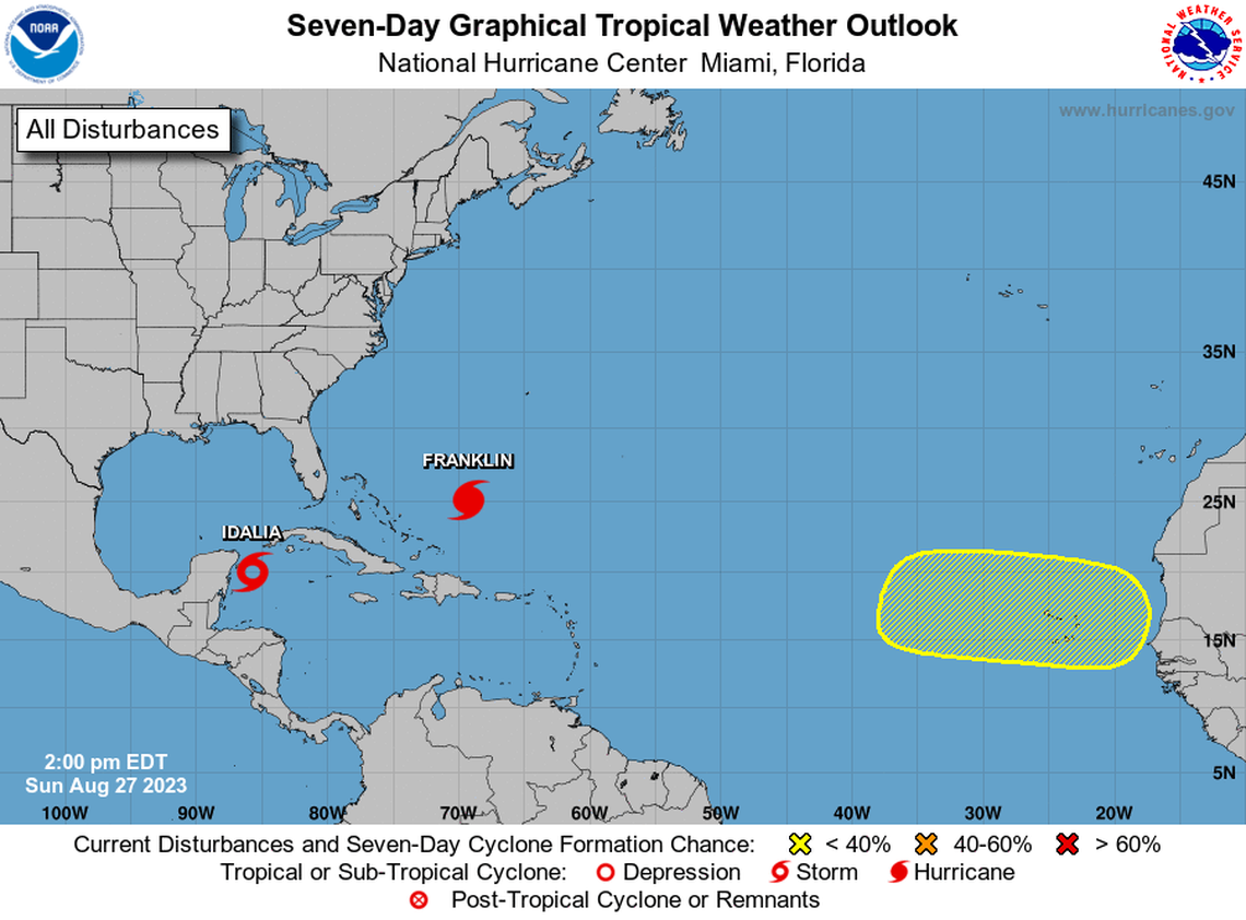 The hurricane center stopped tracking one disturbance Sunday afternoon and started tracking a new one Sunday morning.