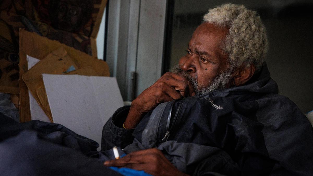 Eddie Fisher, friends with Marshall Ragsdale, one of two men beaten to death as they slept on a sidewalk in downtown Miami on Jan. 16, 2025, tears up while reflecting on their friendship, Thursday, Jan. 23, 2025. He was sitting on the sidewalk at North Miami Avenue and Northwest Sixth Street, where the attack occurred. “He was a good man; he would give you the shirt off his back.”