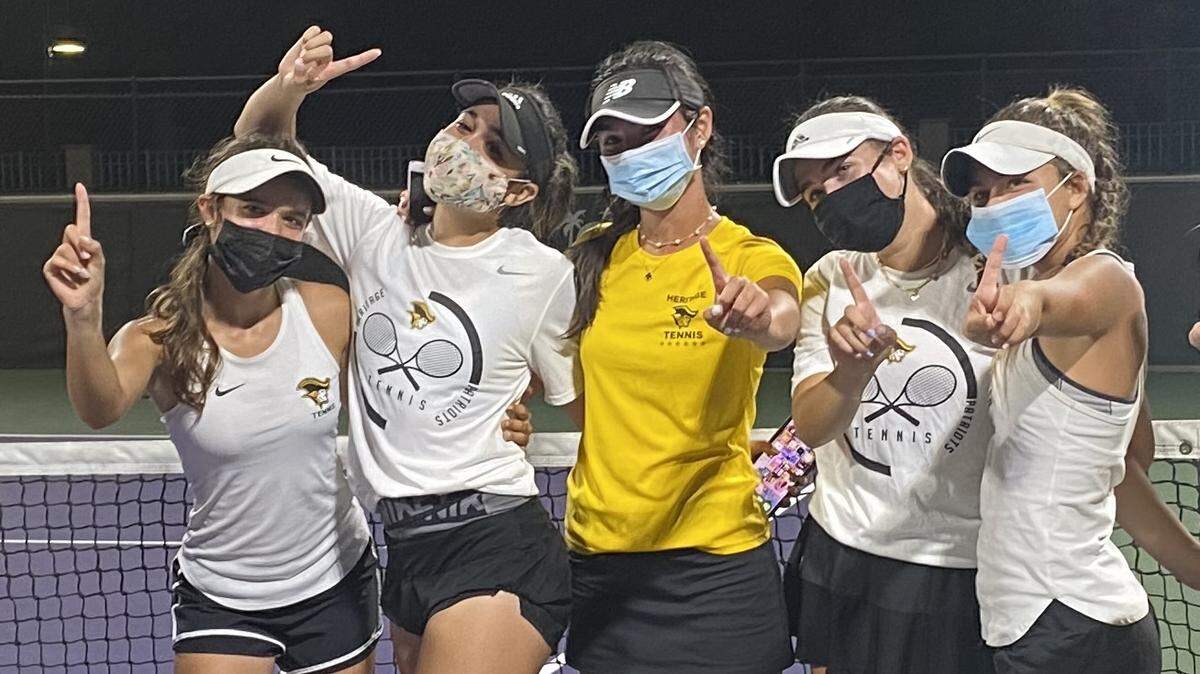 The American Heritage girls’ tennis team.