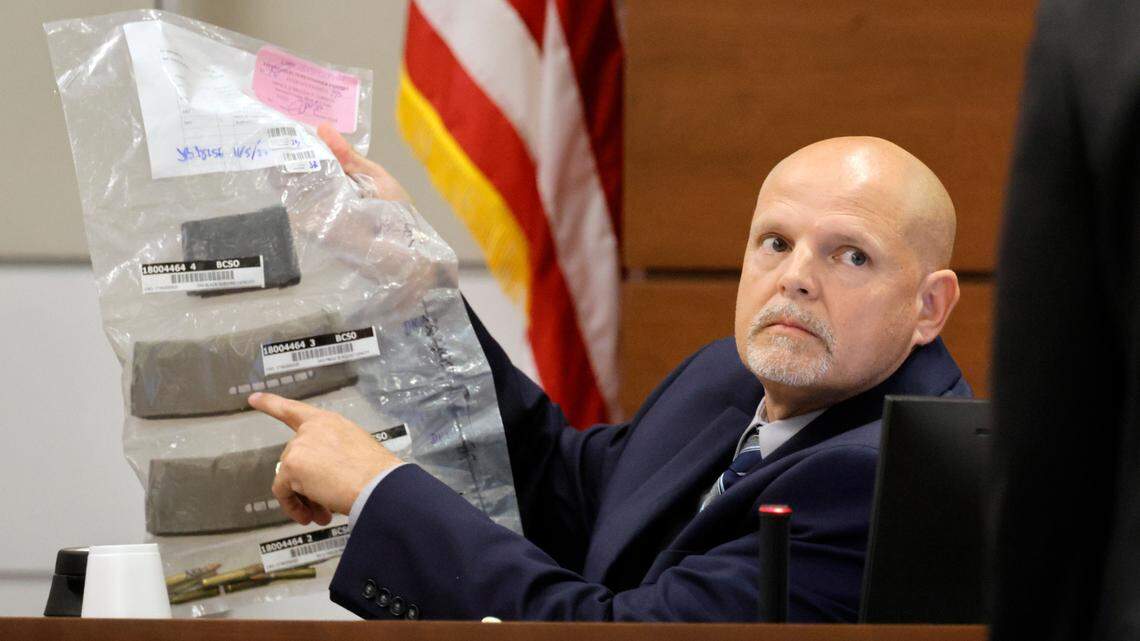 Broward Sheriff’s Office Crime Scene Detective Dan Krystyn identifies high capacity magazines recovered at the crime scene. His testimony came during the first week of the sentencing hearing for Marjory Stoneman Douglas High School shooter Nikolas Cruz.