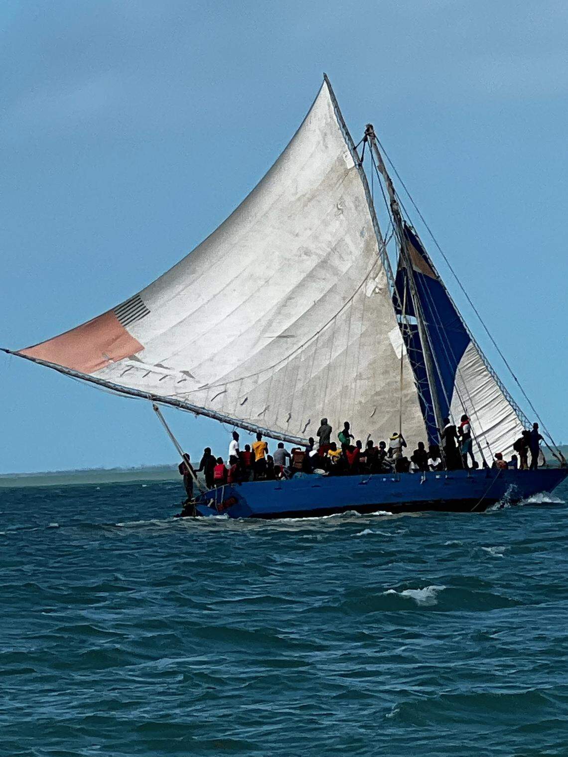 More than 150 Haitian migrants were photographed in the Niles Channel headed toward the Florida Keys, Monday, March 14, 2022.