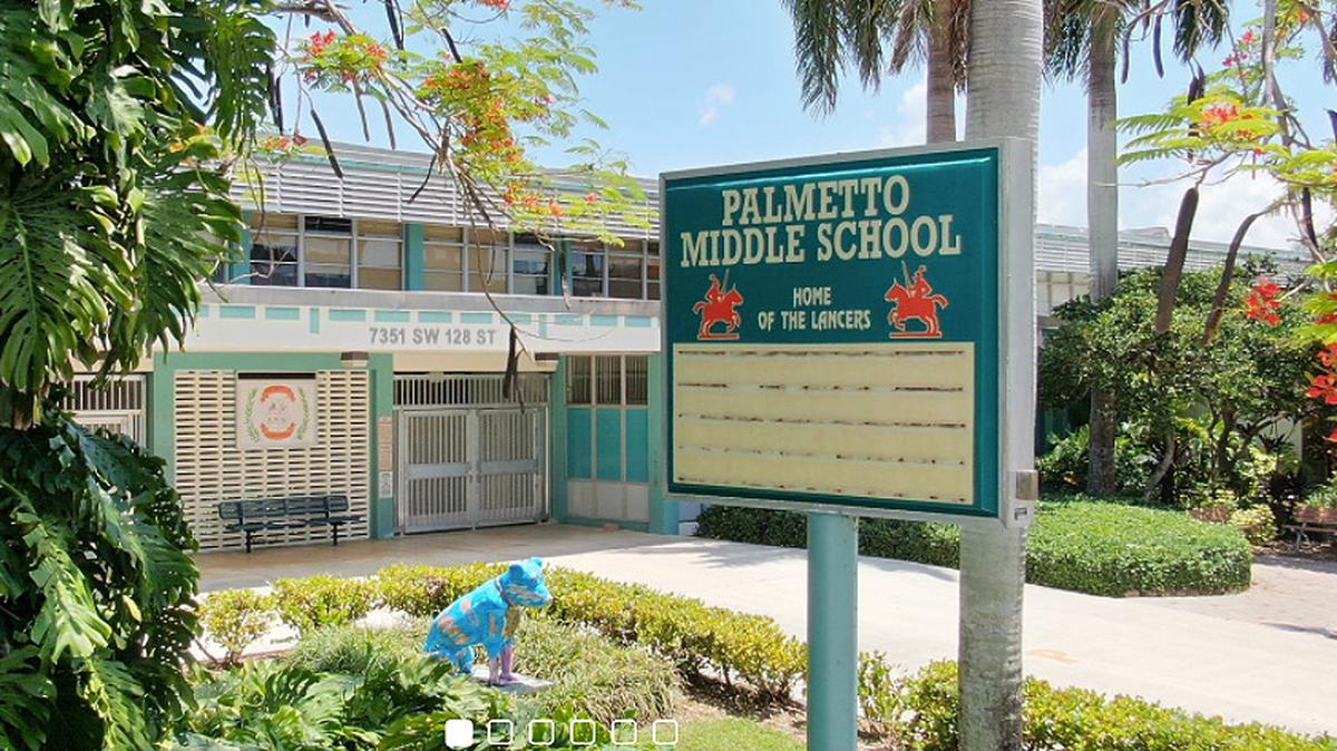 Palmetto Middle School, where a mother whose child was enrolled at the school was charged with battery after she allegedly struck a teacher during a conference in the principal’s office.