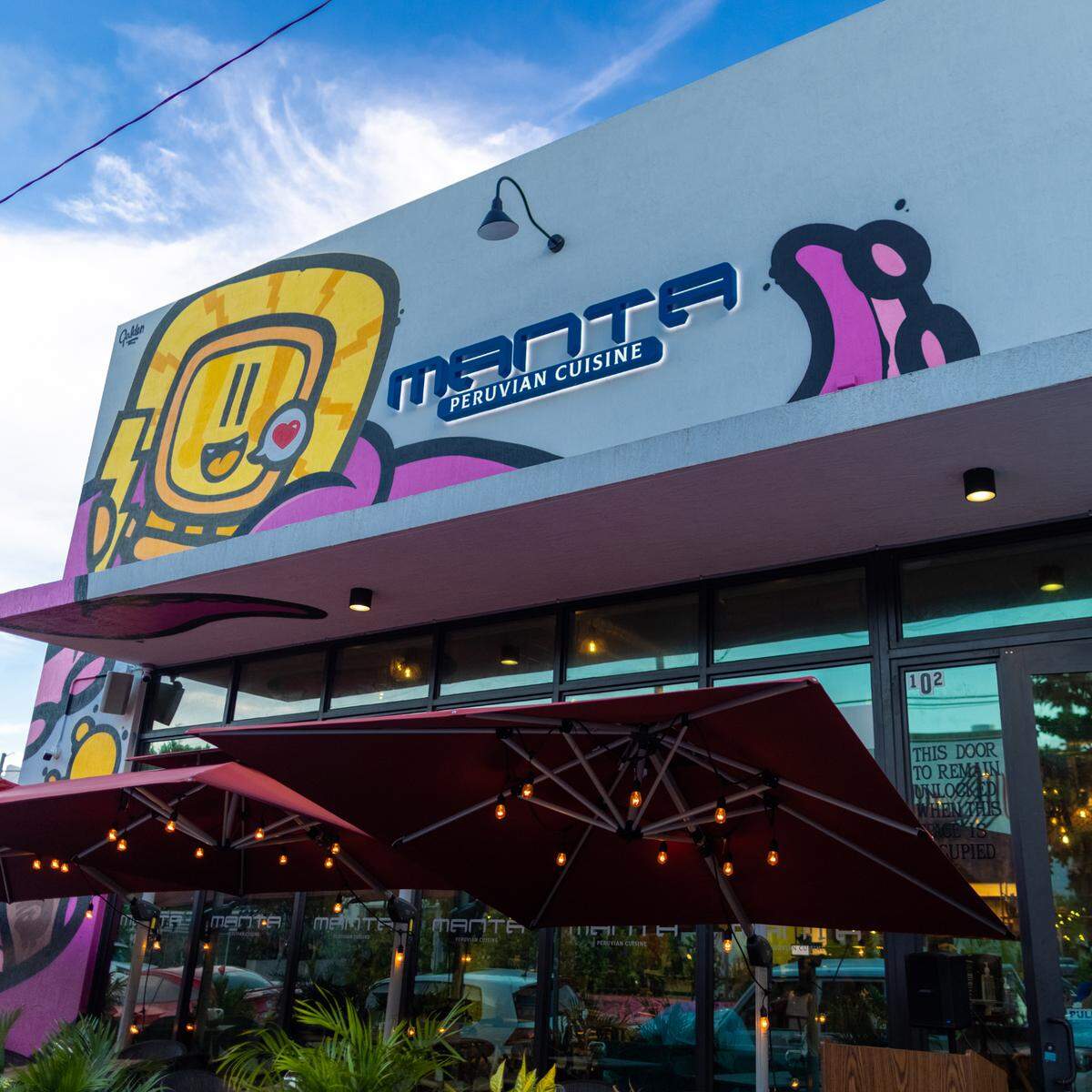The exterior of the new Manta restaurant in Wynwood.