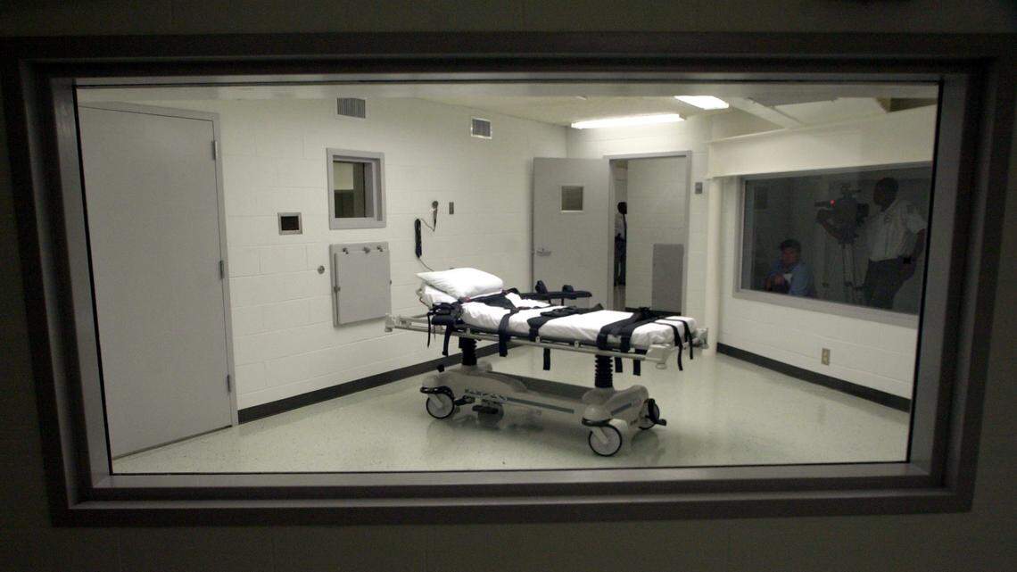 This Oct. 7, 2002 file photo shows Alabama’s lethal injection chamber at Holman Correctional Facility in Atmore, Ala.