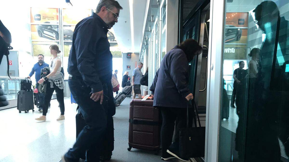 The train that connects Miami International Airport’s terminal with a nearby rental-car center and transportation hub, known as the Miami Intermodal Center, was busy Monday, Feb. 3, 2020, as the airport dealt with a record number of departures tied to Sunday’s Super Bowl 54.