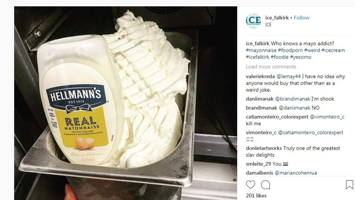 Yep, mayonnaise flavored ice cream is a thing. The internet is (mostly) grossed out