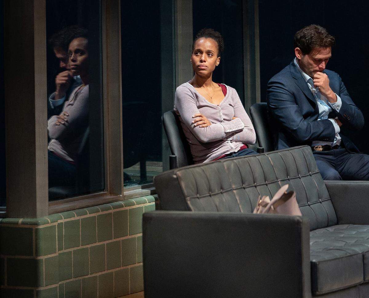 Kerry Washington’s Kendra and Steven Pasquale’s Scott wait and worry after their son goes missing in Christopher Demos-Brown’s “American Son.”