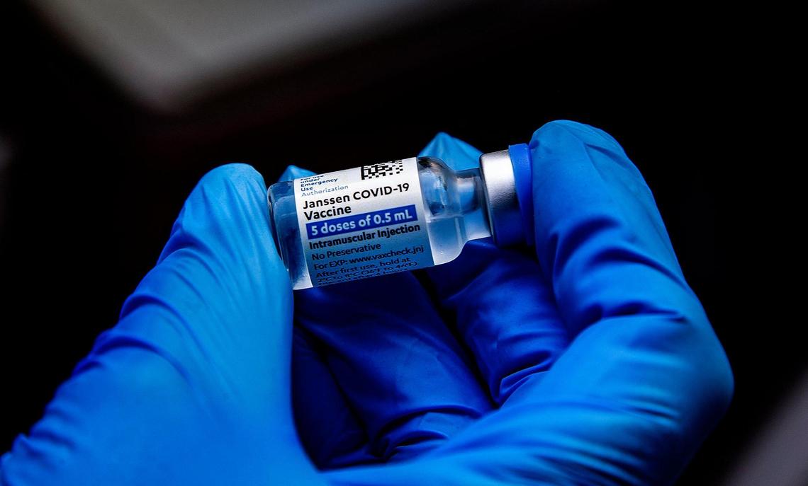 View of a multi dosages of (J&J/Janssen) COVID-19 vaccine given to the homeless population living in downtown Miami as the Miami-Dade County Homeless Trust and the Florida Division of Emergency Management conduct vaccination tours throughout unsheltered homeless hot spots and shelters across Miami-Dade.