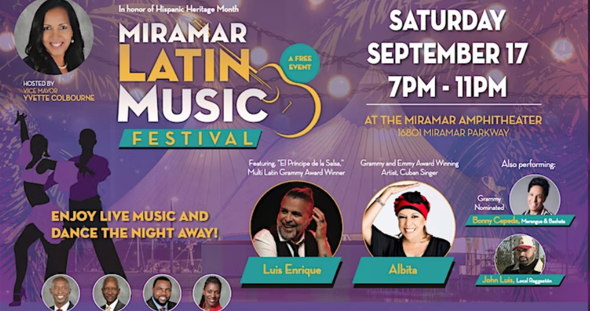 La ciudad de Miramar presenta el Miramar Latin Music Festival en el Miramar Regional Park el 17 de septiembre de 2022.