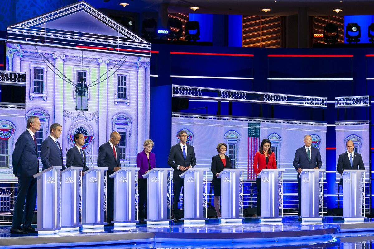 Democratic presidential candidates attend the first primary debate for the 2020 elections at the Adrienne Arsht Center for the Performing Arts in downtown Miami on Wednesday, June 26, 2019.