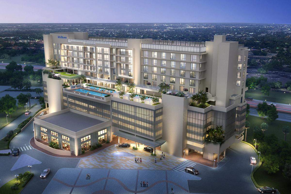 A rendering of the new Hilton Aventura Miami hotel.