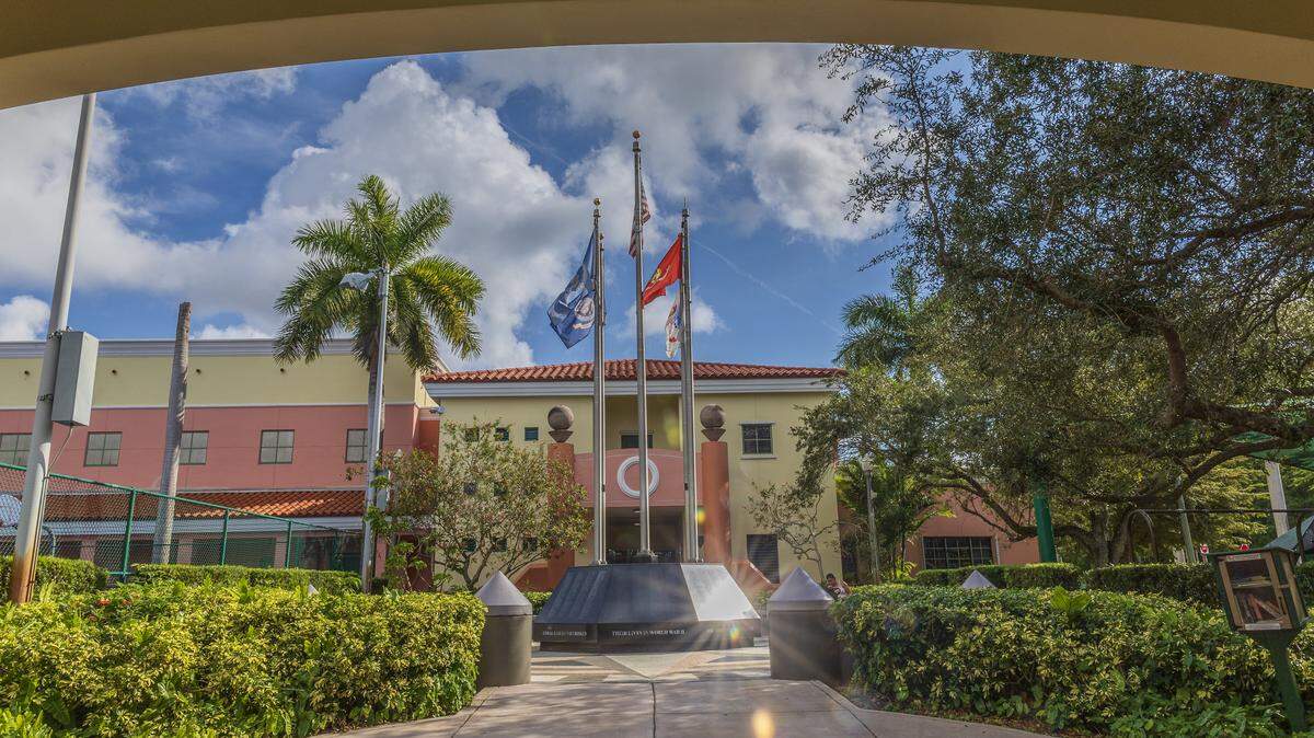 View of the monument to the fallen heroes at the Coral Gables War Memorial Youth Center, 405 University Dr, Coral Gables, on Friday, December 19, 2025. 