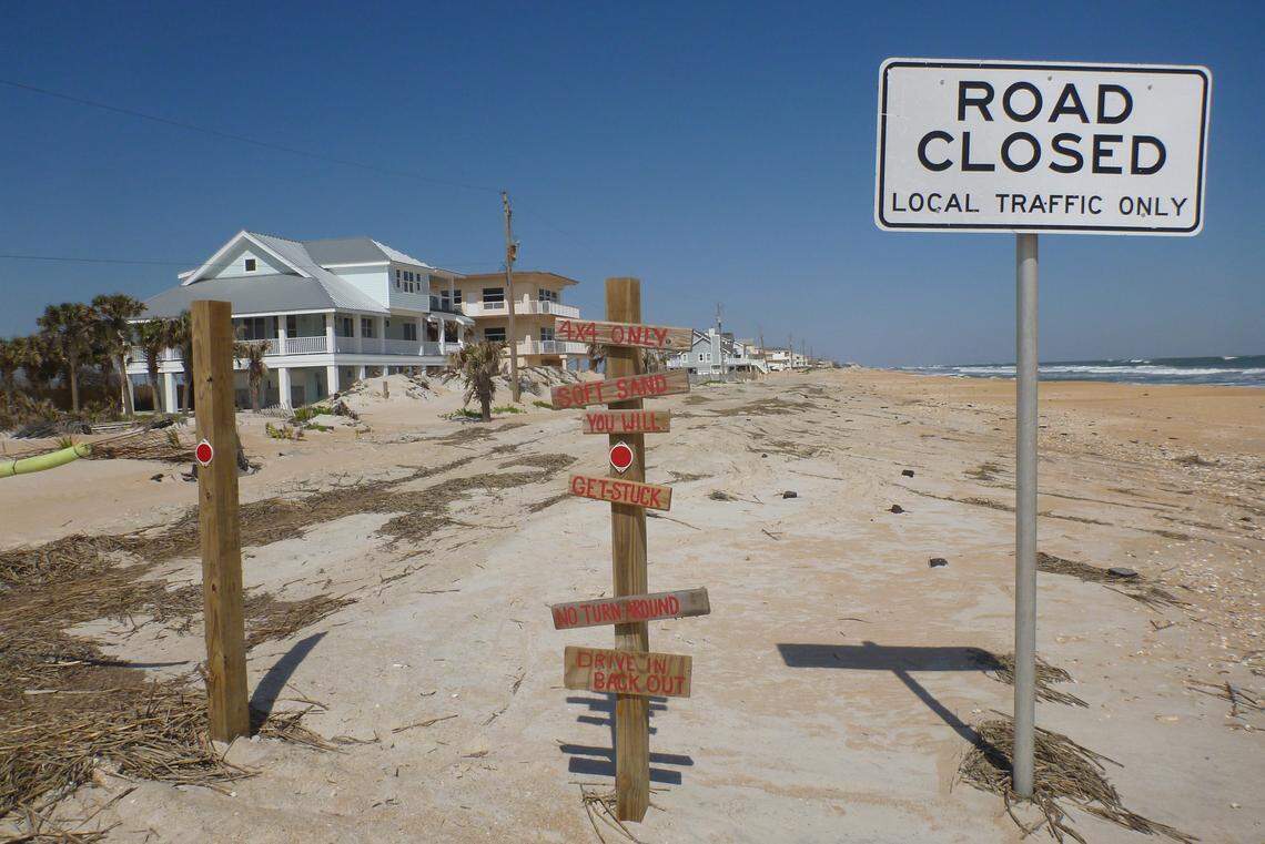 A homemade sign marks the entrance to Old A1A in St. Johns County Florida in March 2018.