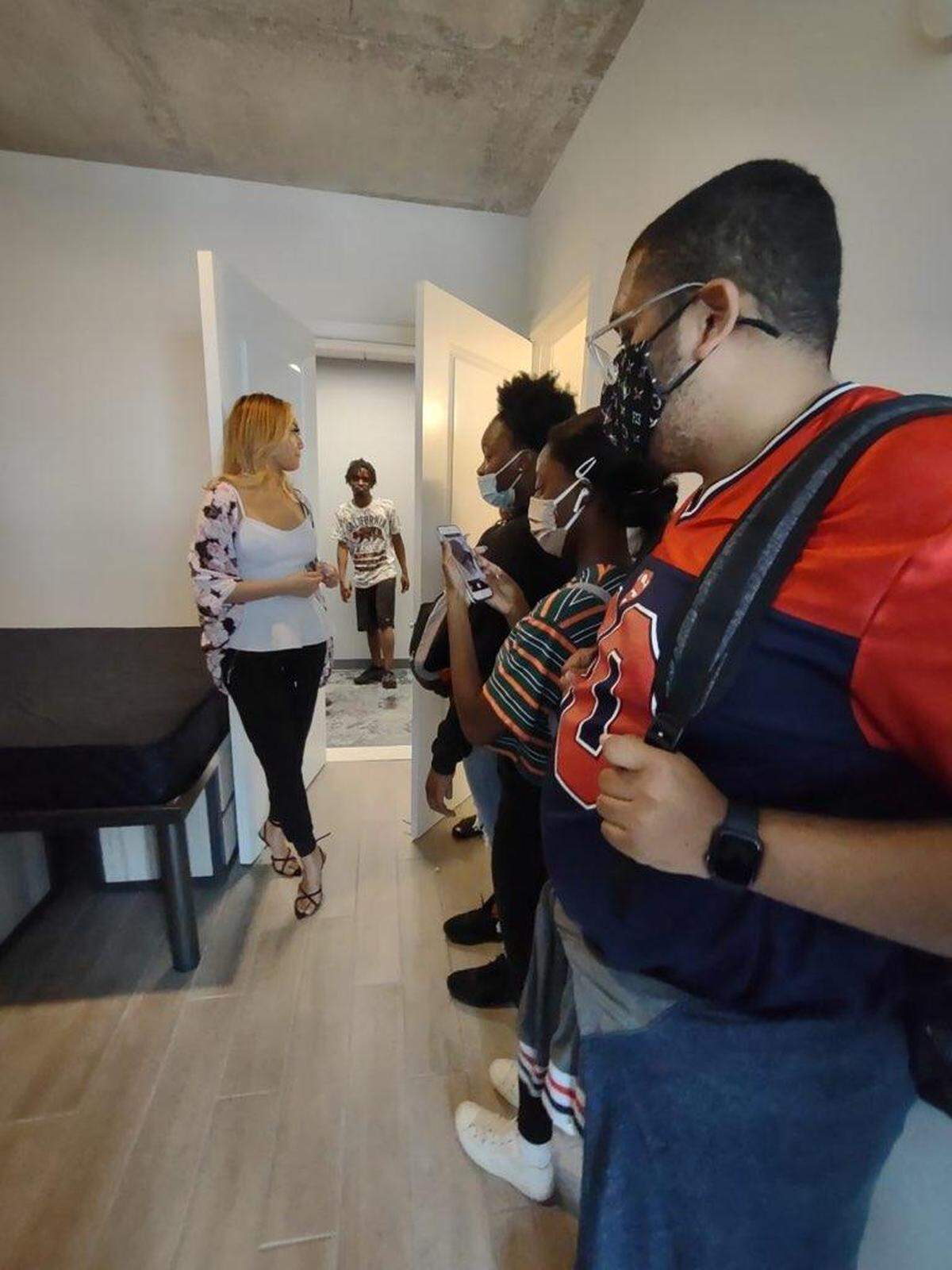 Educate Tomorrow students take a tour of The One Residence for FIU students as part of their FIU college tour.