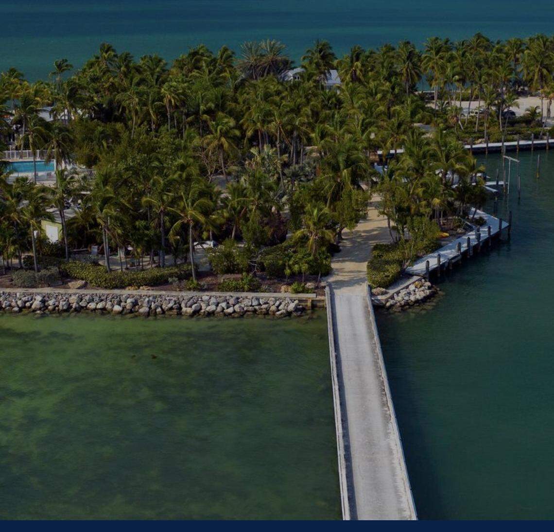 An aerial view shows a private island off the Florida Keys that sold in March 2021 for $11 million.