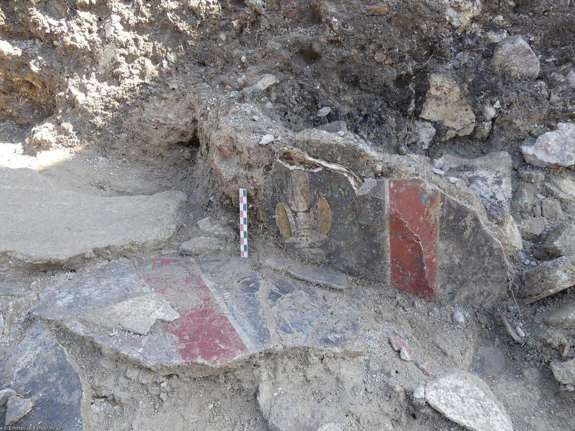 Other decorated wall ruins uncovered at the site.