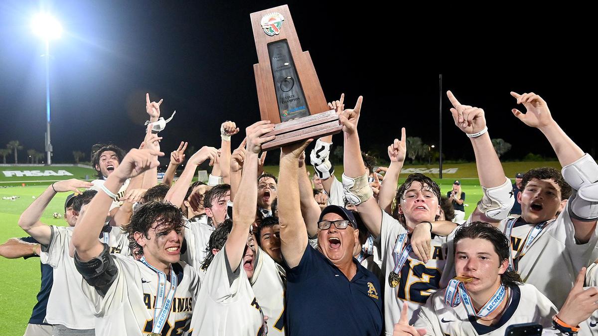 Aquinas takes on Ponte Vedra in a Boys 2A Lacrosse State finals match up with at the Paradise Coast Sports Complex in Naples, Friday, May 7, 2022.(Photo/Chris Tilley)