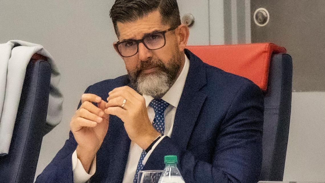 Manny Diaz, Jr. at the Board of Governors meeting at Florida Atlantic University in Boca Raton, Florida where he was confirmed as interim president of University of West Florida.