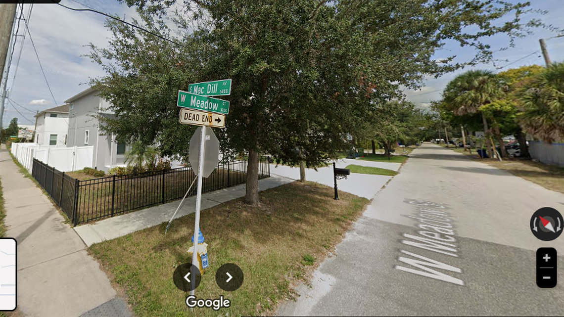 The driver followed a victim to a home near this intersection and then struck him with a vehicle before fleeing, Tampa police said.