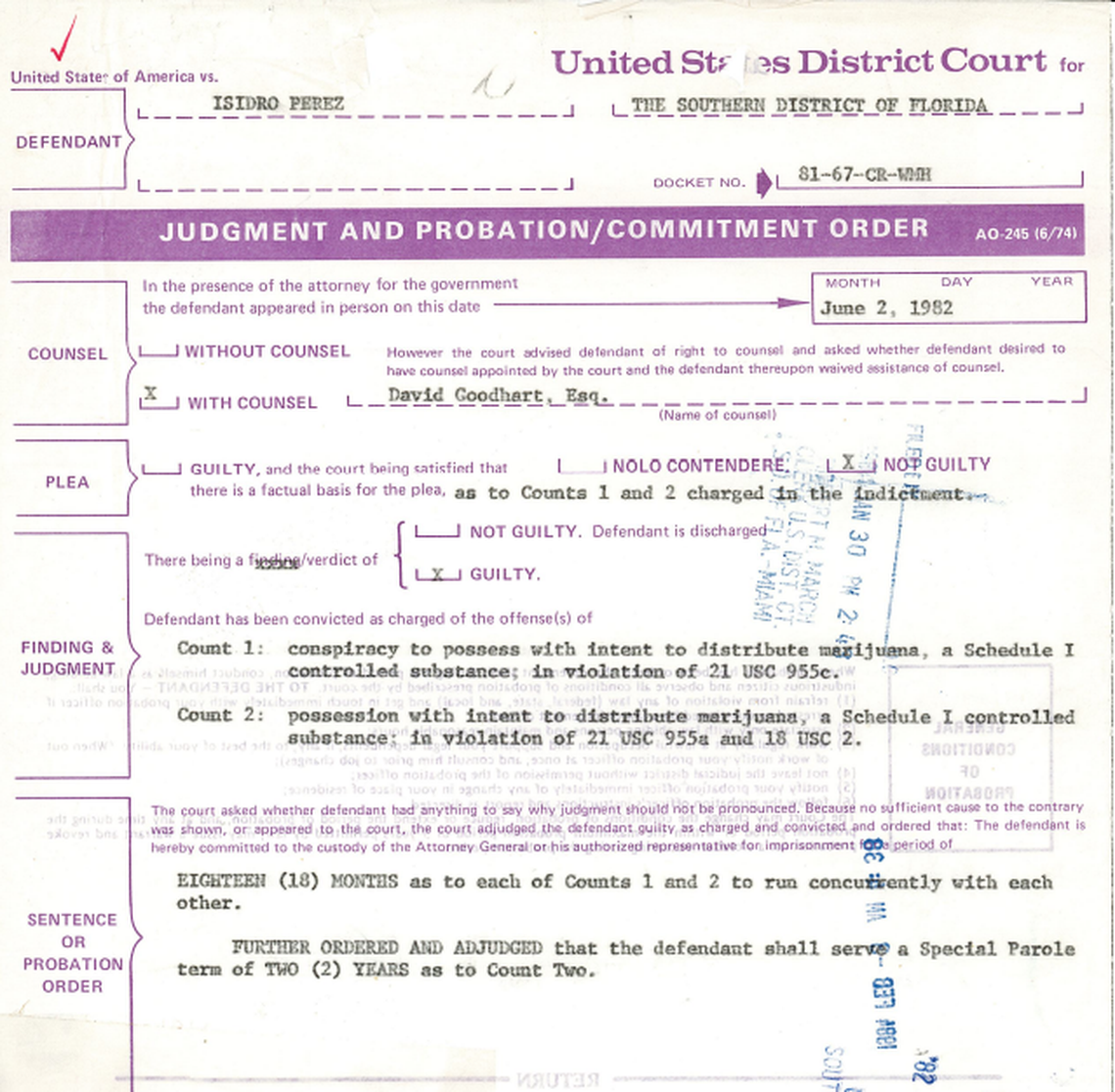 Court records from Isidro Perez’s indictment.
