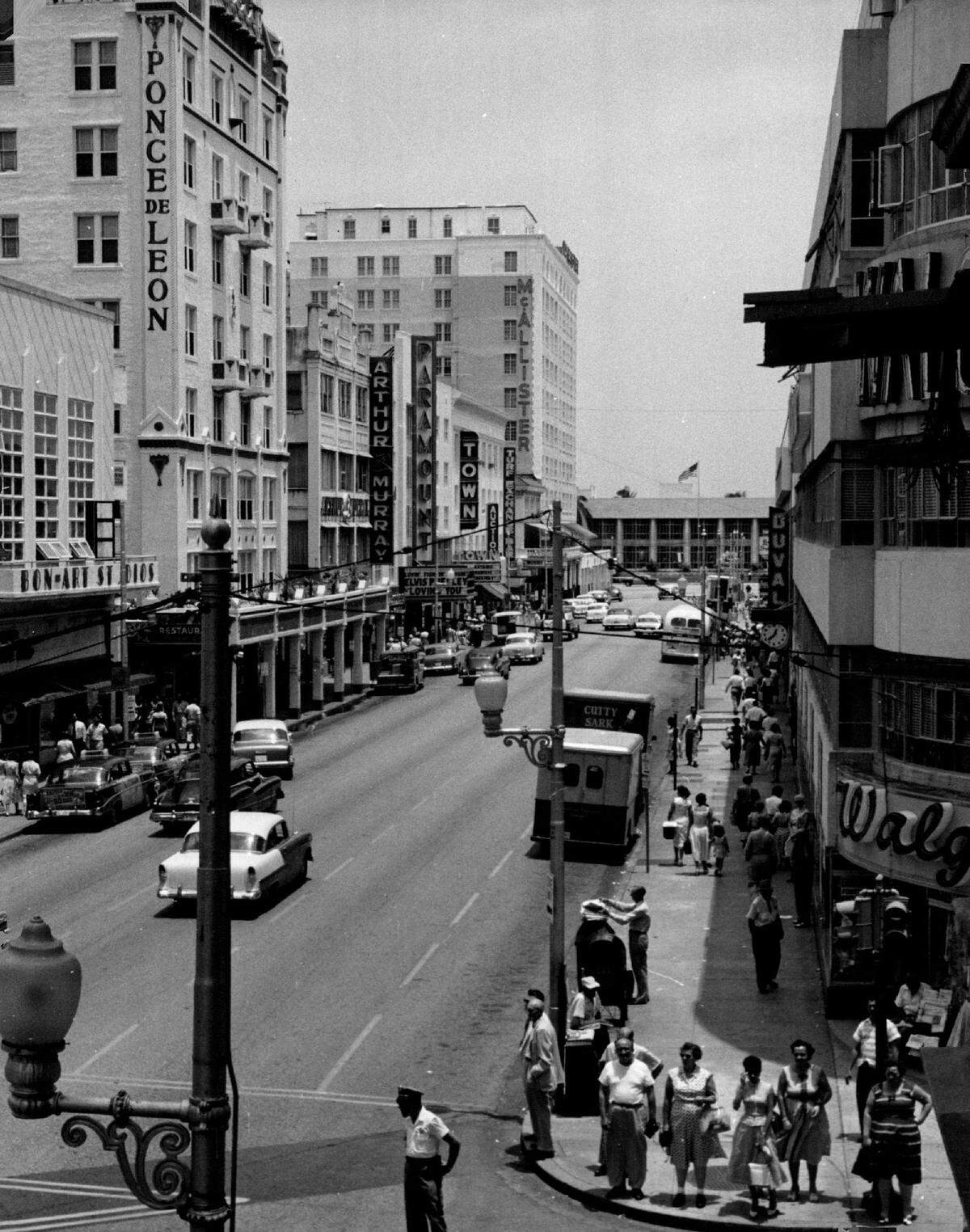 In 1957, the street scene on Flagler.