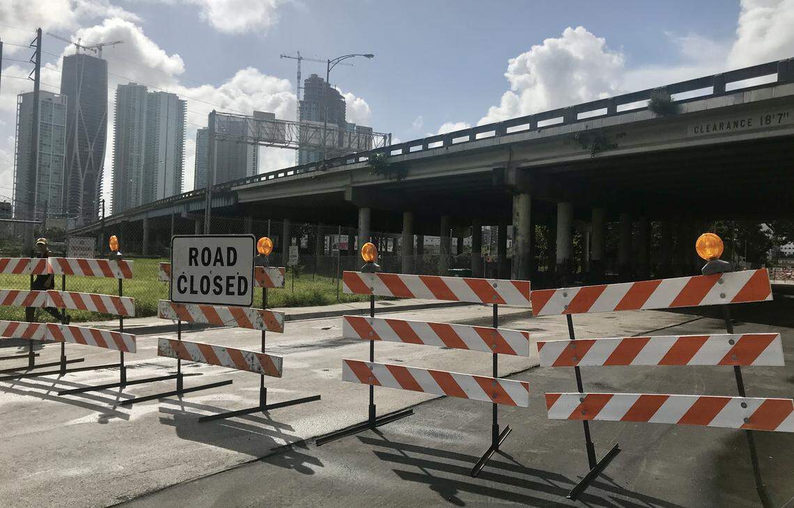 Miami officials have closed four streets under the 836 expressway in Overtown as health officials investigate the spread of HIV and hepatitis C.
