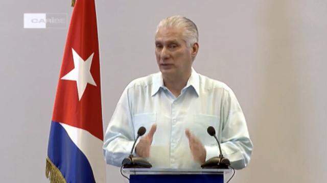 Cuban leader Miguel Díaz-Canel confirms talks with the Trump administration during an address Friday, March 13, 2026, in Havana, Cuba.