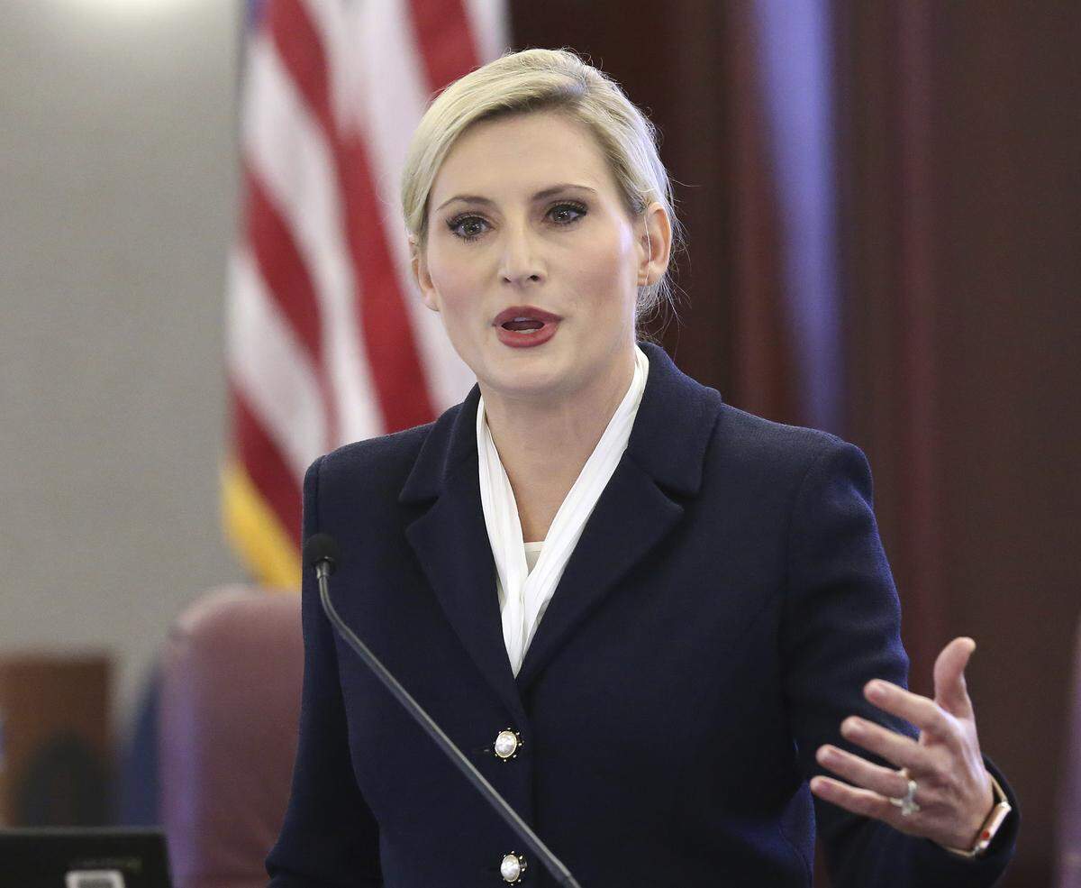 Florida Secretary of State Laurel Lee speaks at a news conference on Tuesday, Oct. 29, 2019, in Tallahassee.