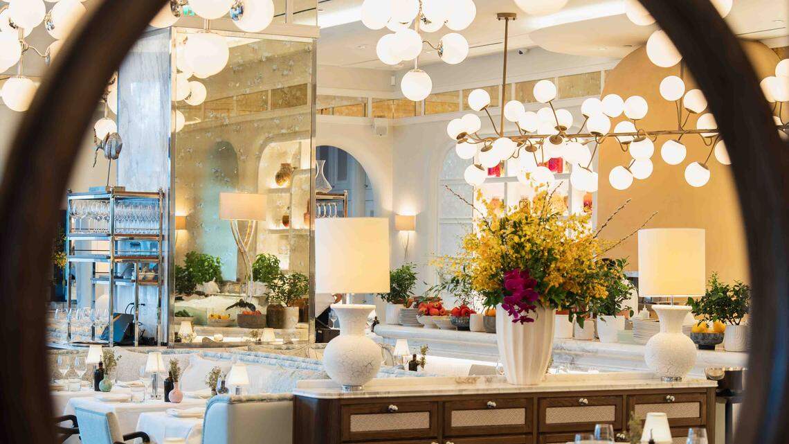 The interior of Gaia Greek-Mediterranean restaurant in Miami Beach.