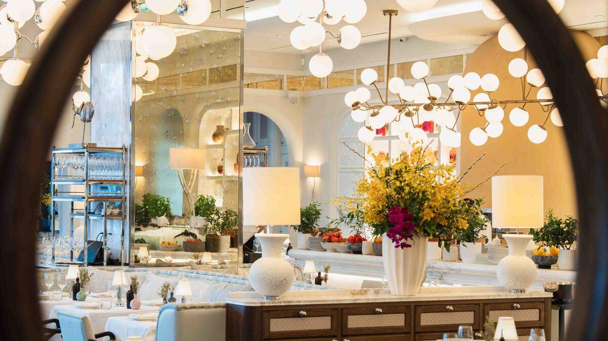 The interior of Gaia Greek-Mediterranean restaurant in Miami Beach.