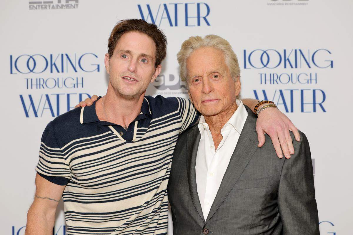 NEW YORK, NEW YORK - SEPTEMBER 05: (L-R) Cameron Douglas and Michael Douglas attend the "Looking Through Water" New York Photo Call at AMC Empire on September 05, 2025 in New York City. (Photo by Dia Dipasupil/Getty Images)