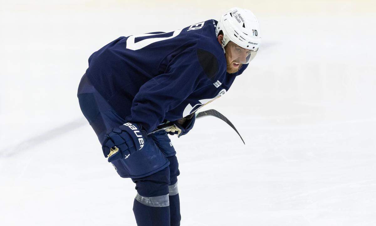 Florida Panthers forward A.J. Greer (10) looks on during training camp at the Baptist Health IcePlex on Thursday, Sept. 19, 2024, in Fort Lauderdale, Fla.