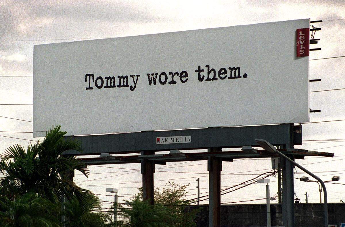 In 1998, a Levi’s billboard at Bird and Douglas roads.