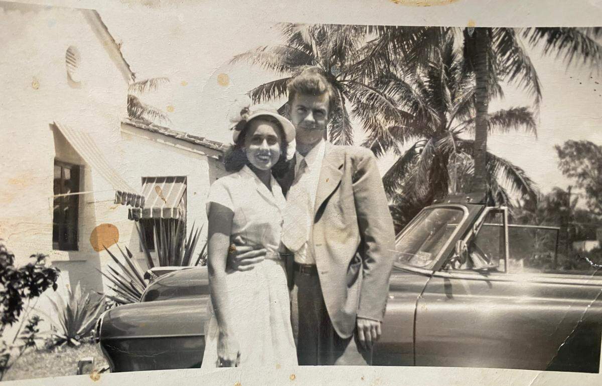 Eleanor Nann Moore and George Moore, parents of musician and Sonic Youth co-founder Thurston Moore, in Coral Gables in 1950.