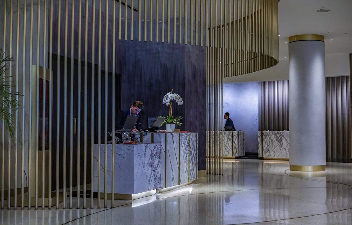 The lobby area at the Loews Miami Beach.