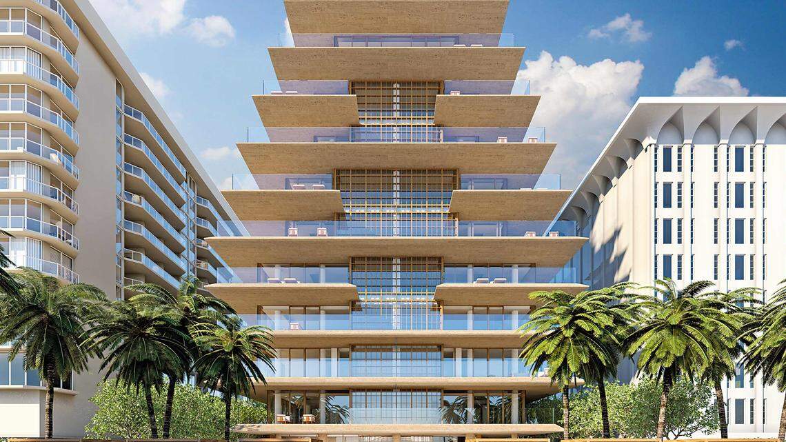 Architectural rendering of the boutique condo Arte by Antonio Citterio, located at 8955 Collins Ave. in Surfside. A third unit in the 16-unit building has sold for $11.4 million.