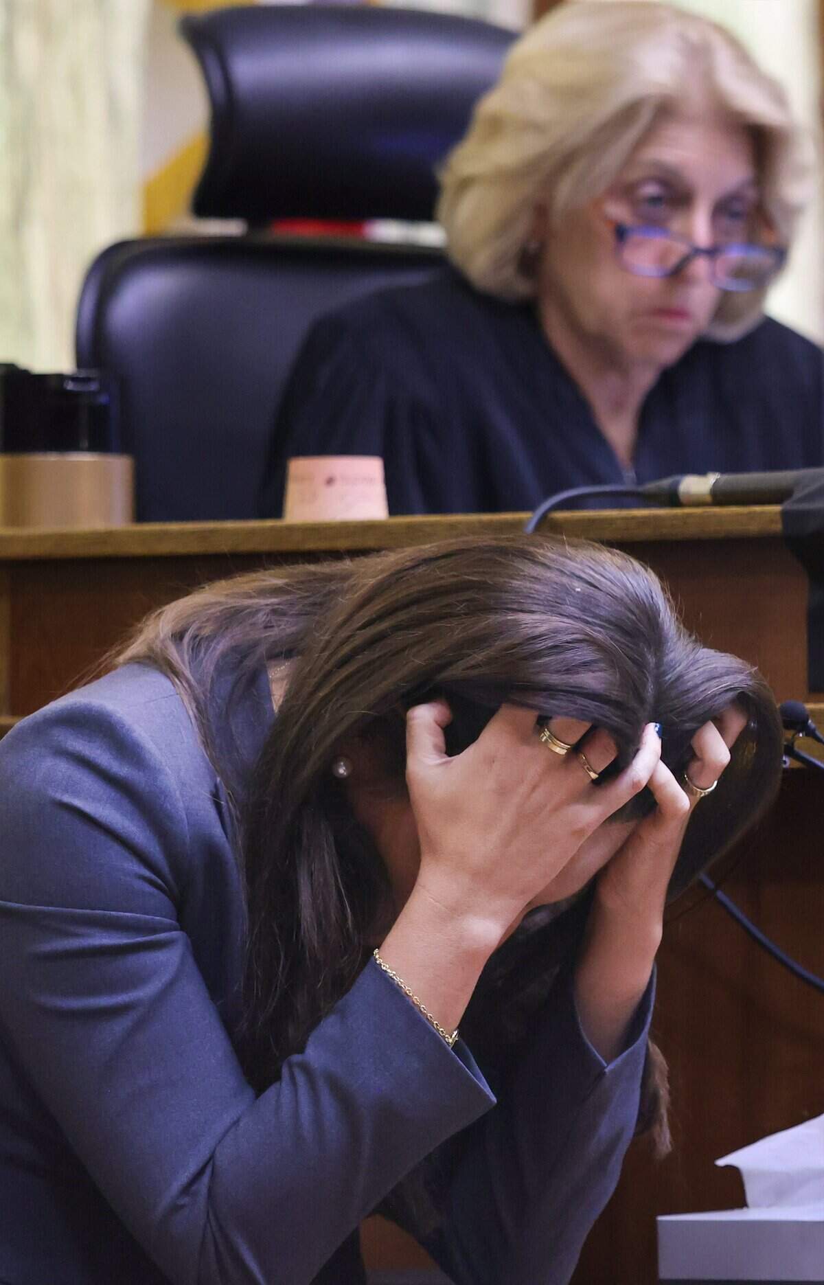 State witness Camila Alvarez, one of the survivors of the Pino boat accident, takes a moment for thought as she testifies about the day of the crash on Tuesday, June 9, 2026. Pino is charged in connection to the crash that killed 17-year-old Lucy Fernandez.