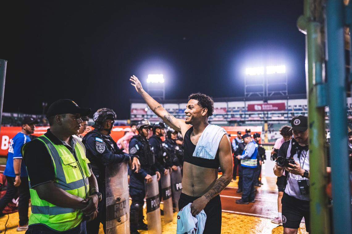 Miami native David Ruiz, a Honduran American, received a hero’s welcome at Estadio Olimpico in San Pedro Sula, Honduras, as Inter Miami beat Olimpia 5-0 in a preseason game Feb. 8, 2025.