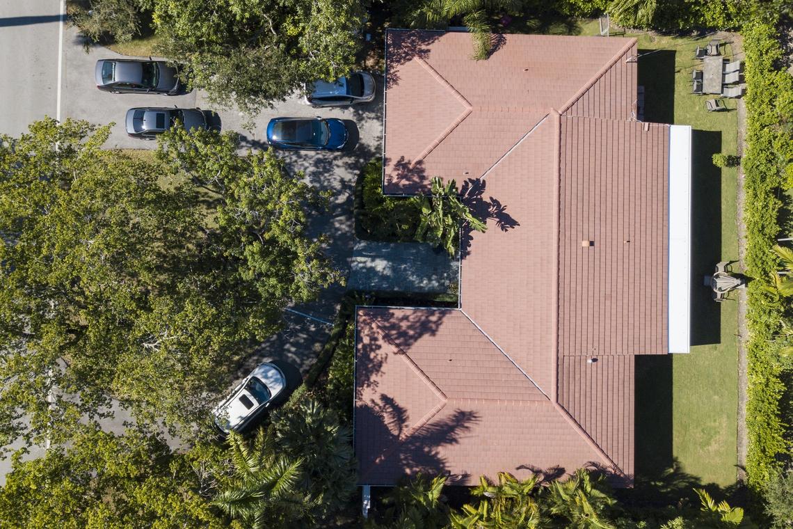 Aerial view of Daniel Martinez house in Coral Gables. Martinez has been mailing letters to his neighbors asking them to sign a petition after the City of Coral Gables denied his solar panel permits. Martinez says his permit was denied because the city does not like how they look.