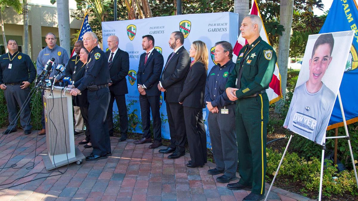 Clint Shannon, Palm Beach Gardens Police Chief, speaks at a news conference about their arrest of a 39-year-old Miami man in the murder of 14-year-old Ryan Rogers Thursday, Dec. 2, 2021. Officers took Semmie Lee Williams into custody on Wednesday. Shannon described Williams as “a homeless drifter” and called the homicide a “random act.”