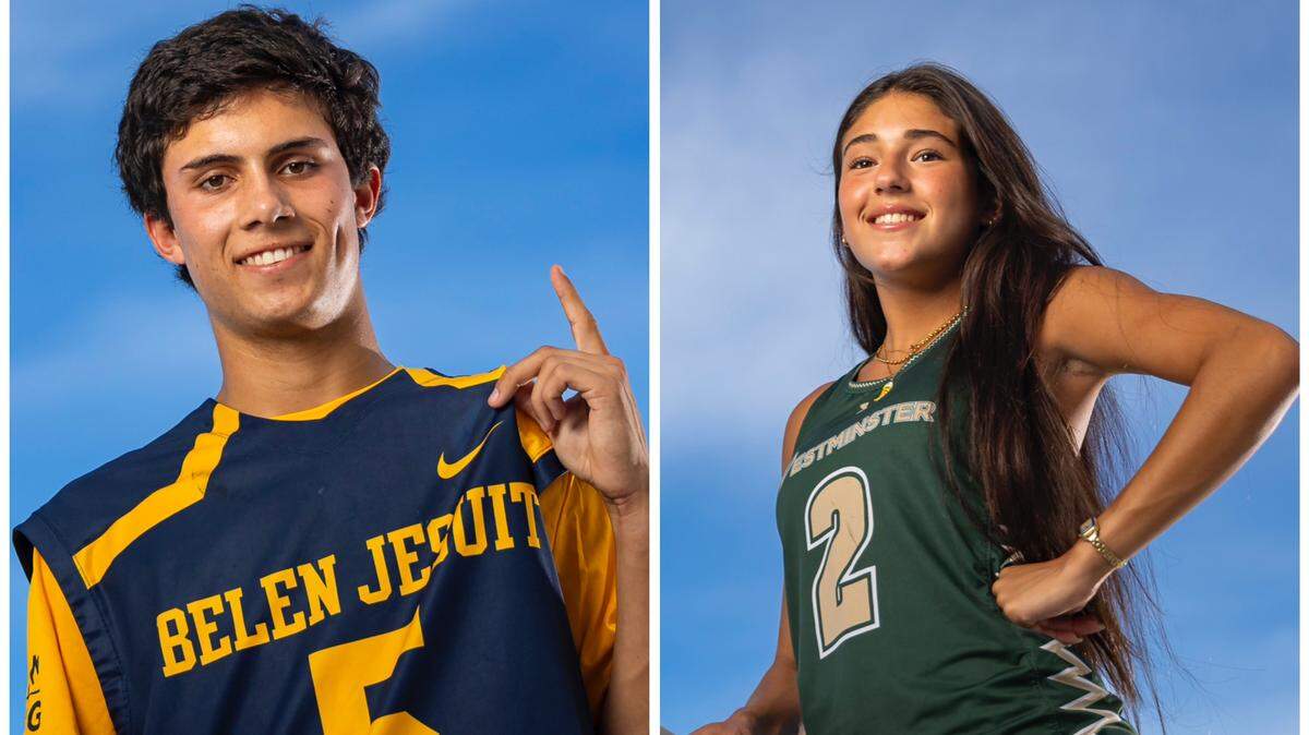 Belen Jesuit’s Adrian Navarro (left) and Westminster Christian’s Kiera Vanegas (right) are the Miami Herald’s Miami-Dade County Lacrosse Players of the Year.