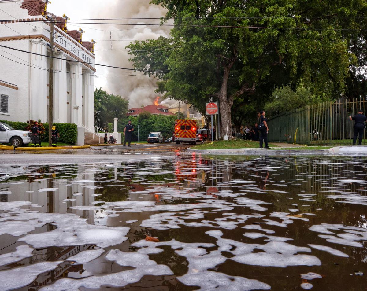 What the fire scene looked like Monday morning at the Temple Court Apartments.